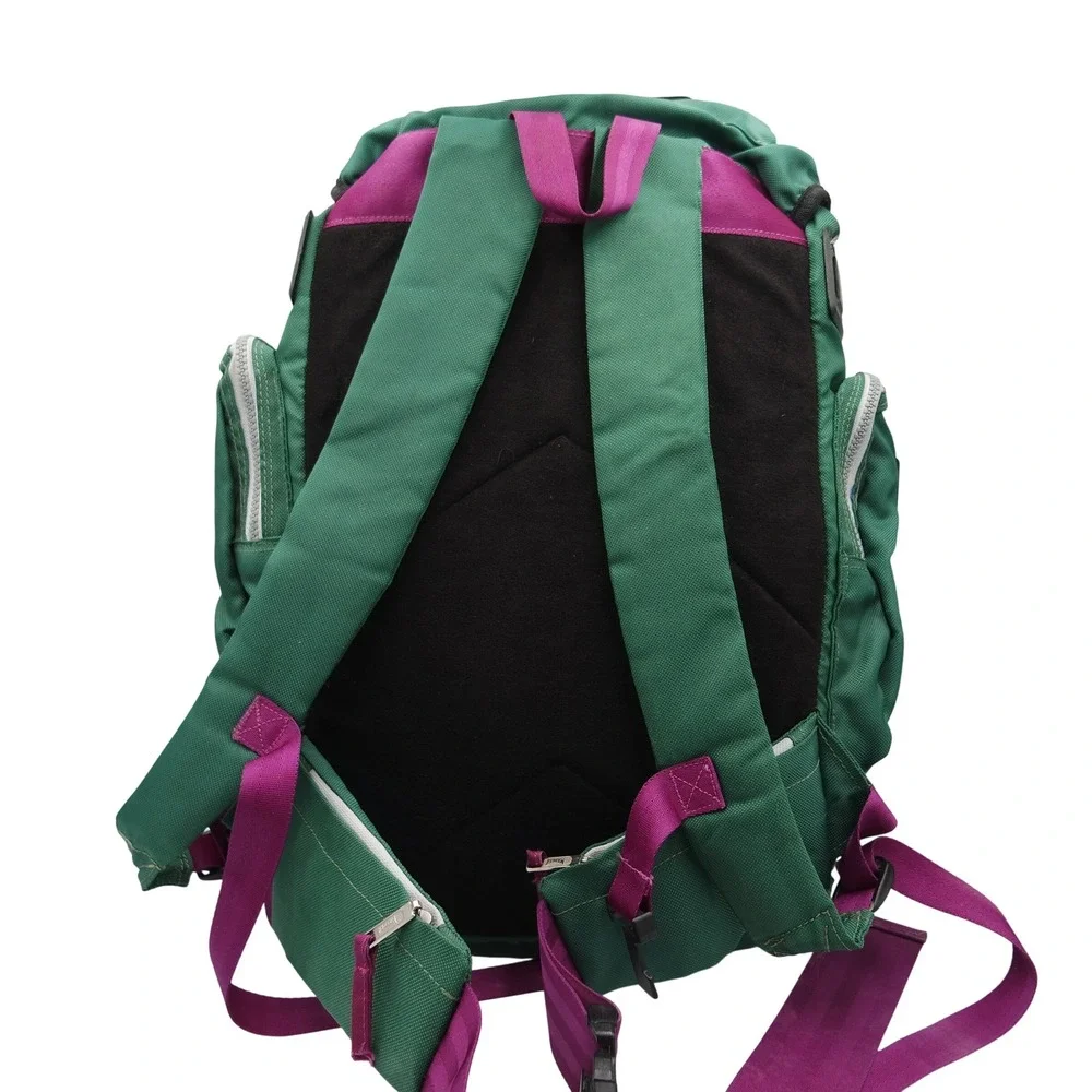 Vintage Marker Backpacking Pack Green Magenta Hiking Daypack Made in Korea 90s